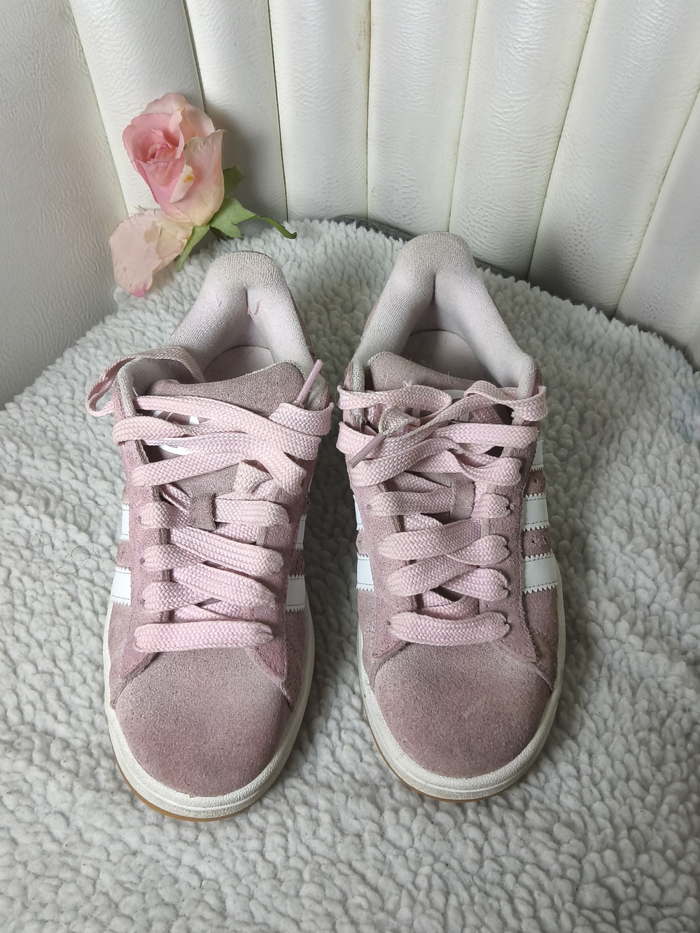 Adidas Women’s Pink Suede Lace-Up Casual Sneakers Size 6